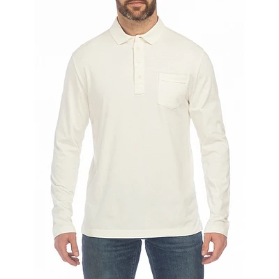 Polo-Style Long-Sleeve Jersey Top