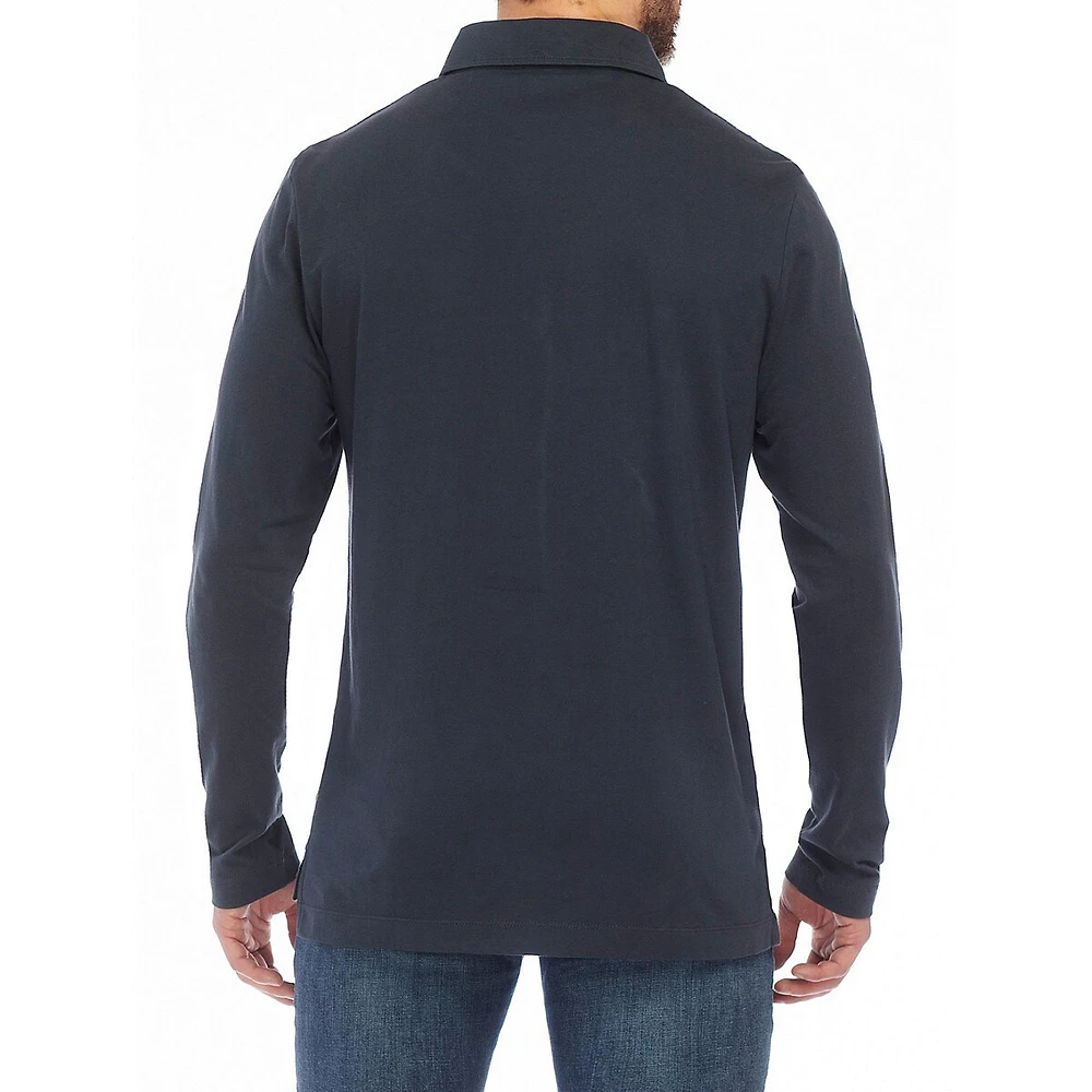 Polo-Style Long-Sleeve Jersey Top