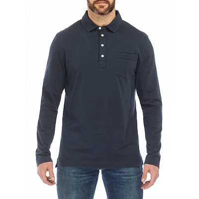 Polo-Style Long-Sleeve Jersey Top