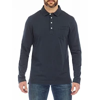 Polo-Style Long-Sleeve Jersey Top