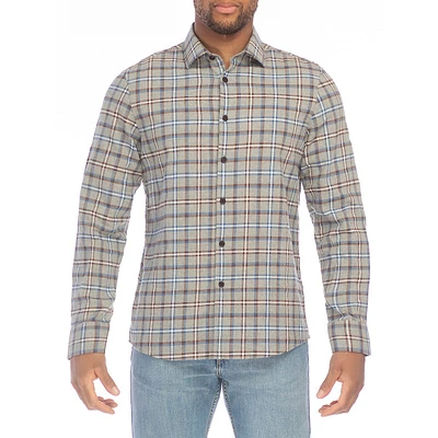 Modern-Fit Plaid Flannel Shirt