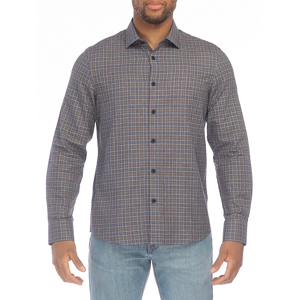 Modern-Fit Plaid Flannel Shirt