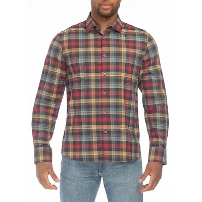 Modern-Fit Plaid Flannel Shirt