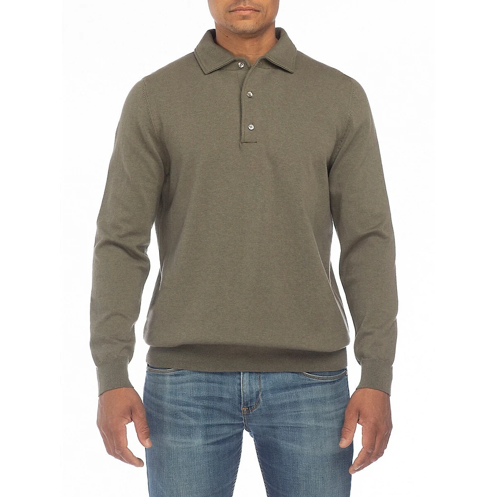 Polo à manches longues coupe moderne Touch of Wool