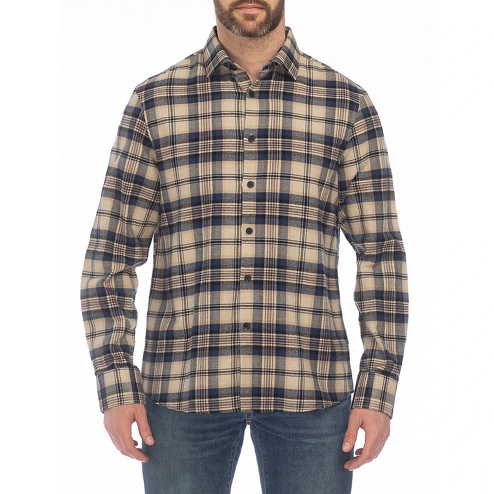 Modern-Fit Plaid Flannel Shirt