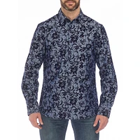 Modern-Fit Floral-Flocking Shirt