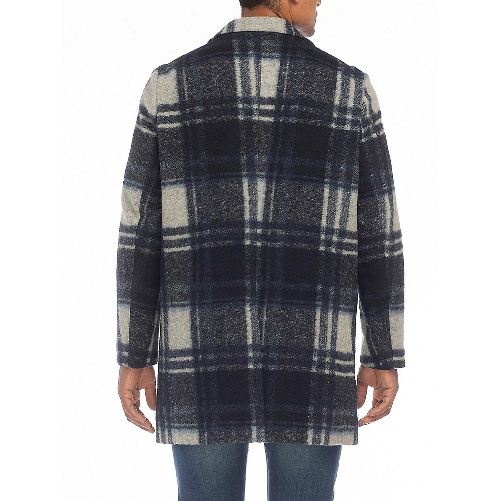 Modern-Fit Plaid Wool-Blend Top Coat