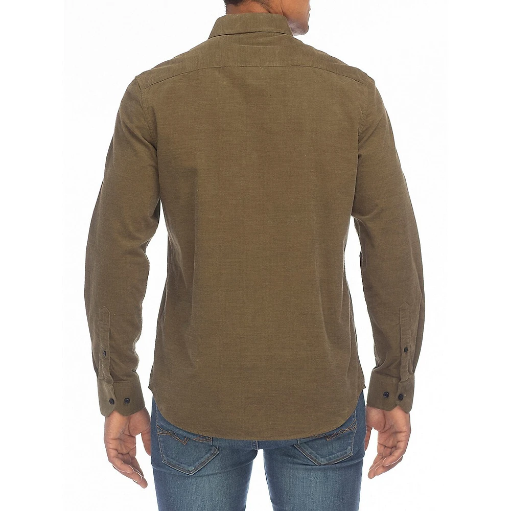 Chemise coupe moderne en velours côtelé fin