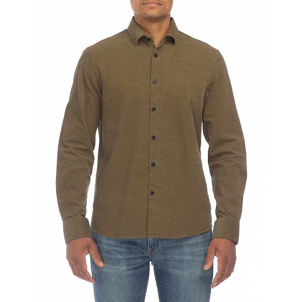 Chemise coupe moderne en velours côtelé fin