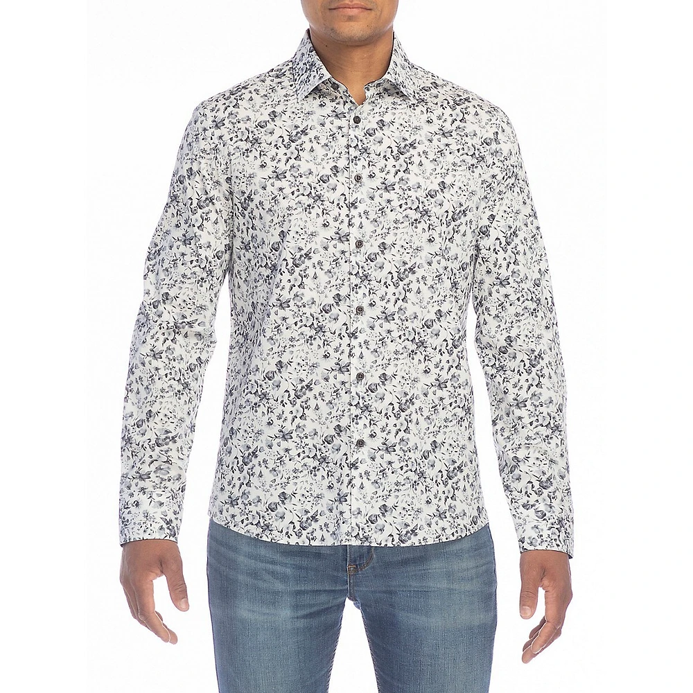 Whimsical Floral Modern-Fit Stretch Shirt