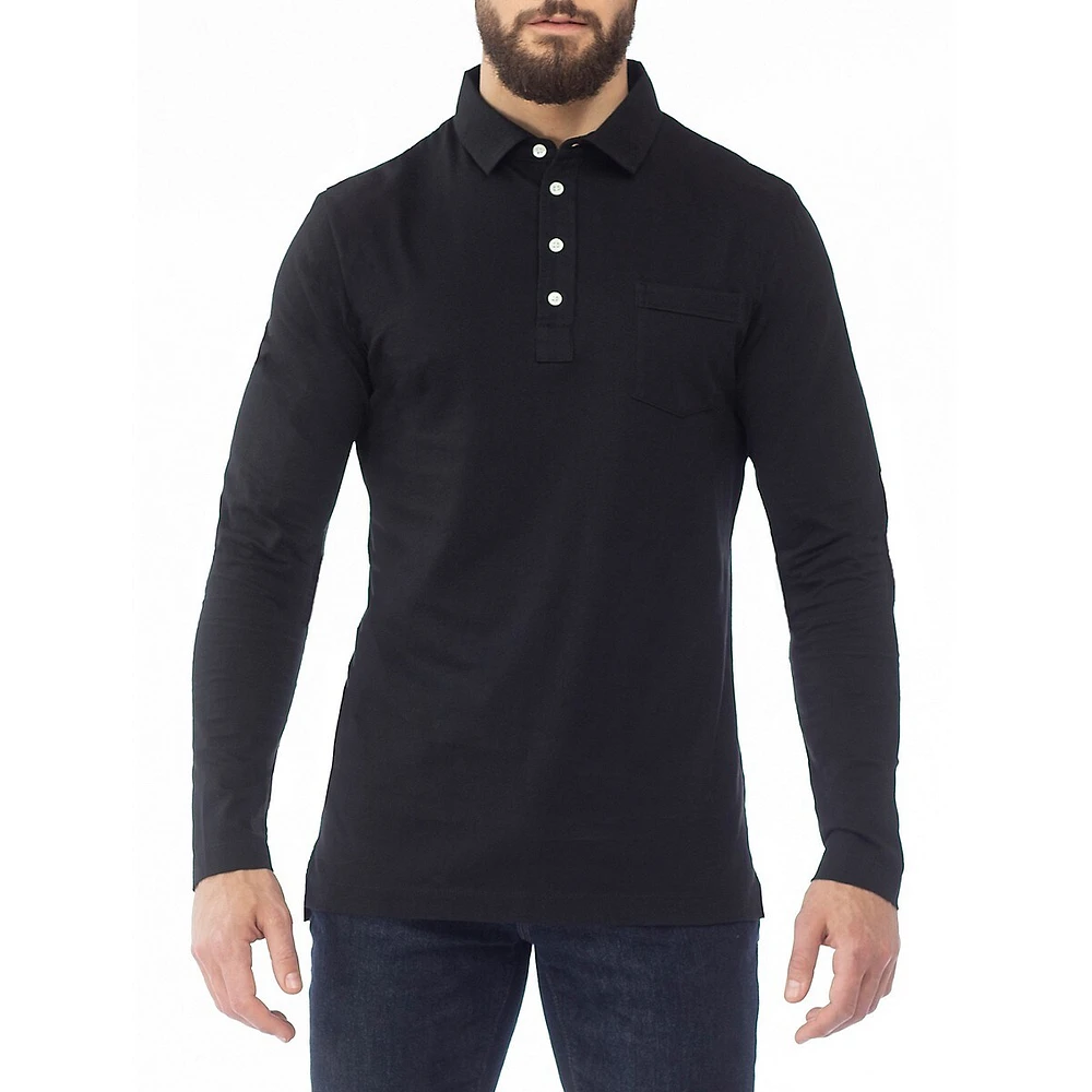 Modern-Fit Long-Sleeve Jersey Polo Shirt