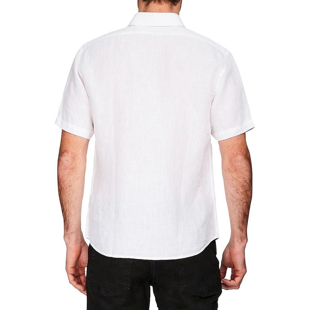 Short-Sleeve Linen Pocket Shirt