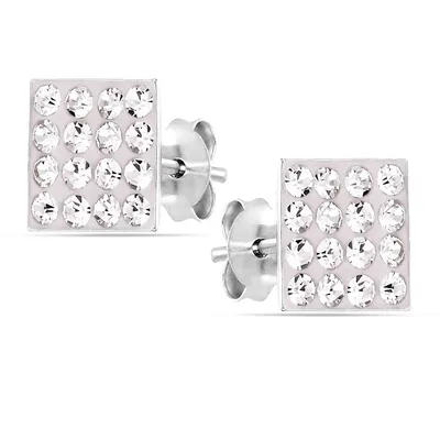 Sterling Silver With Clear Crystals Stud Earring