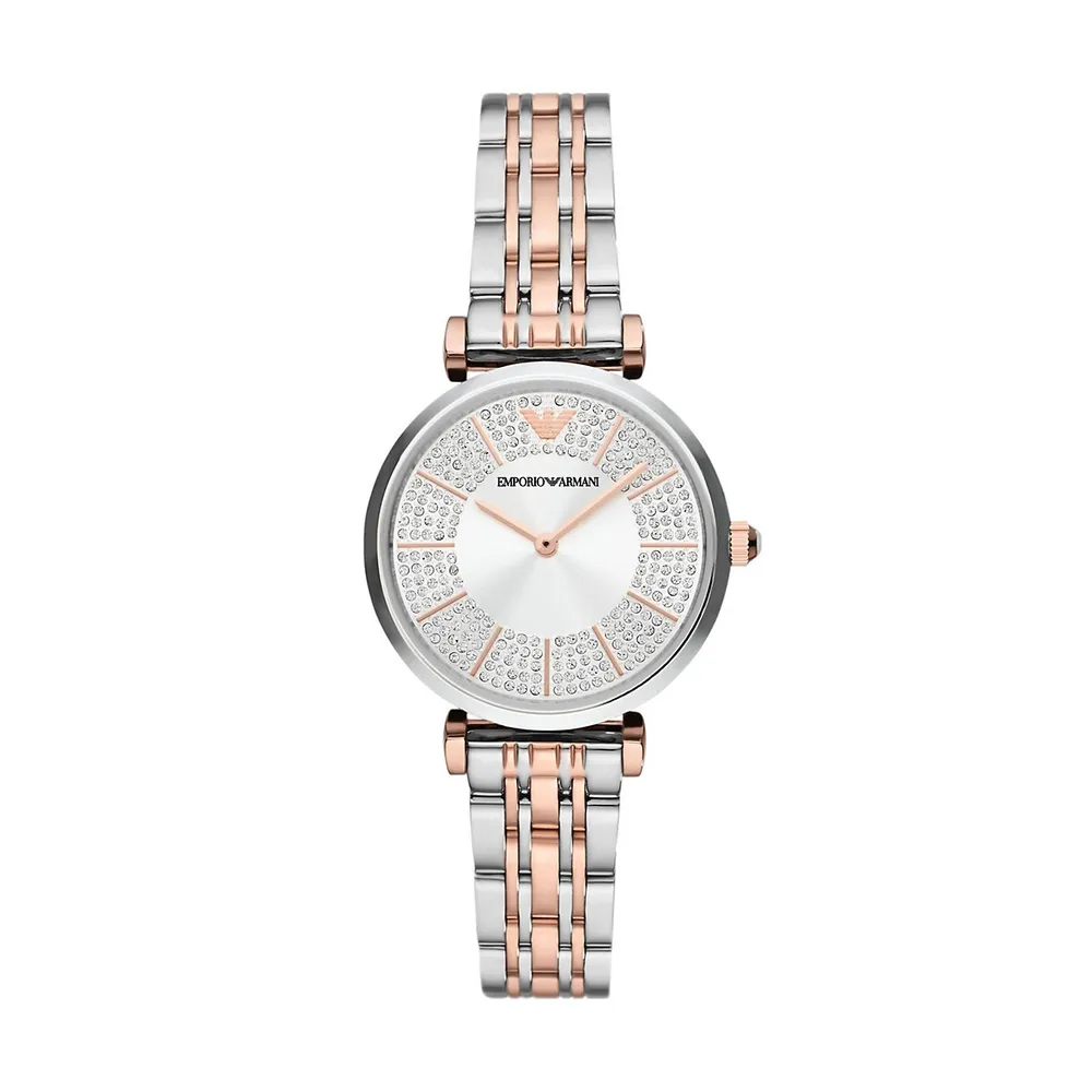 Women's Two-hand, Two-tone Stainless Steel Watch