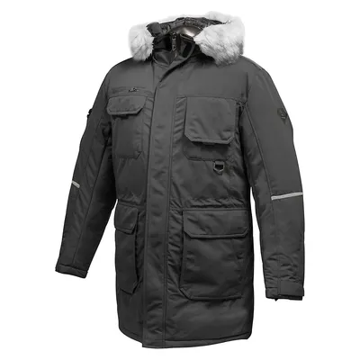 Faux-Fur-Lined-Hood Insulated Parka