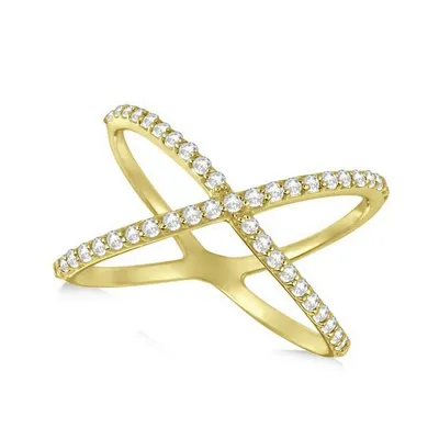 X Shaped Diamond Ring 14k Yellow Gold 0.50ct