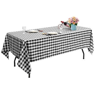 Polyester Tablecloth Rectangle Table Stain Resistant Buffalo Plaid Cover 60'' X 102'' Set Of 10