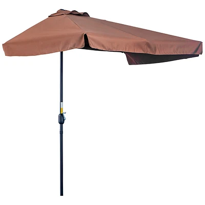 7.5ft Outdoor Patio Half Umbrella W/ Crank Handle, Coffee
