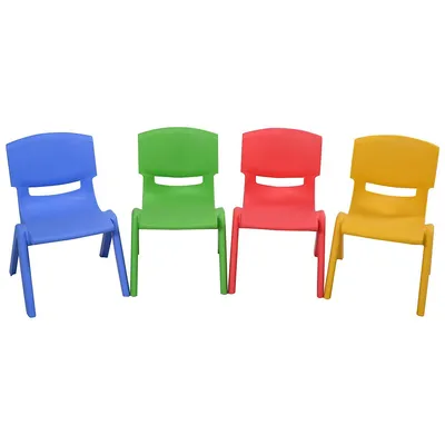Costway Set Of 4 Kids Plastic Chairs Stackable Play And Learn Furniture Colorful