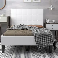 Twin Upholstered Bed Frame Button Tufted Headboard Mattress Foundation