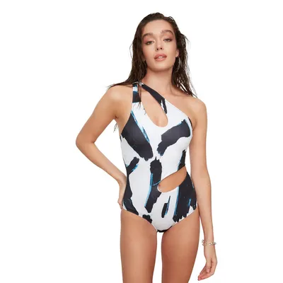 Women Tropical Cut Out Detailed Knitted Swimsuit
