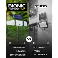 Bionic Flood Light Max 500 Lumen Solar Powered Outdoor Security Light