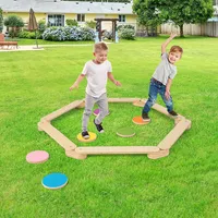 Kids Wooden Balance Beam With Colorful Steeping Stones 12 Piece Obstacle Course