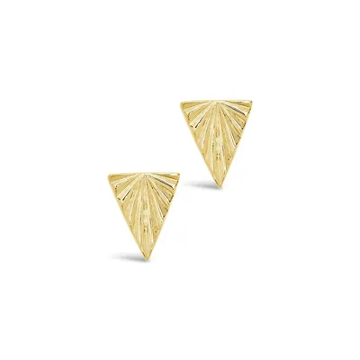 14k Gold Textured Triangle Stud Earrings