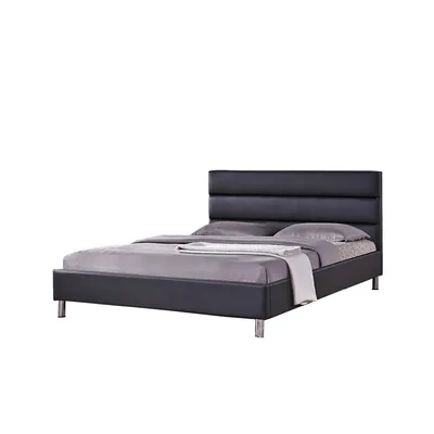 Modern Trends Black Pu Upholstered Queen Size Platform Bed (No Box Spring Required)