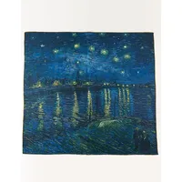Pure Silk Scarf Painting Starry Night Over The Rhone