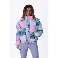 Patchwork Chic Puffer Jacket