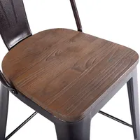 Goplus Copper Set Of 4 Metal Wood Counter Stool Dining Kitchen Bar Chairs Rustic