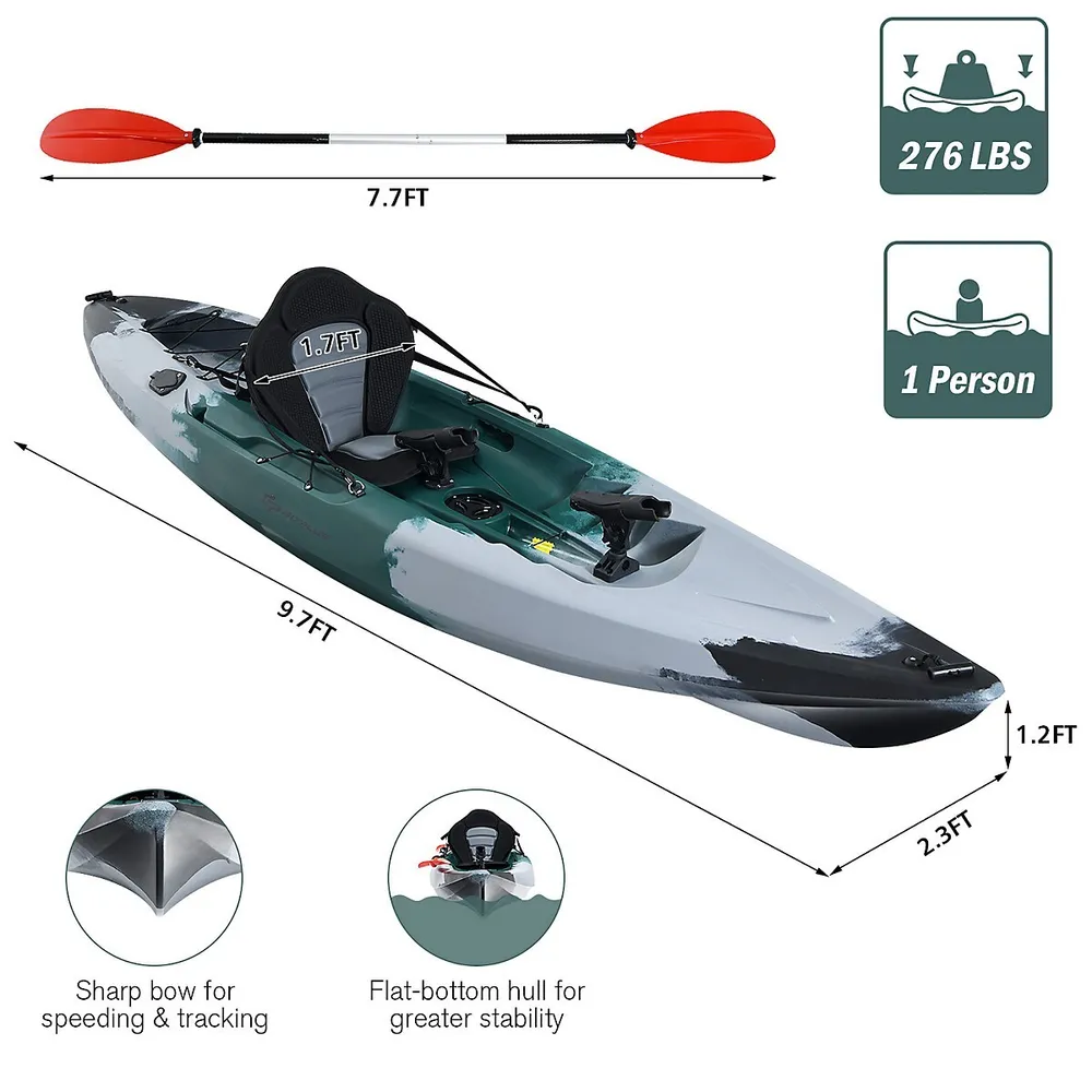 Costway Single Sit-on-top Fishing Kayak Single Kayak Boat W