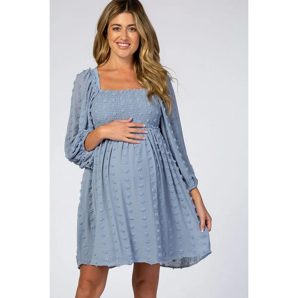Baby Blue Polka Dot Maternity Dress