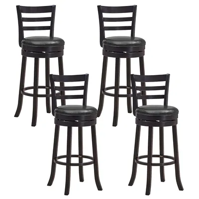 Set Of 4 Bar Stools Swivel Bar Height Chairs With Pu Upholstered Seats Kitchen