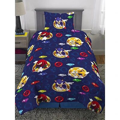 Kid's Sonic Sega Rolling Rings 4-Piece Twin Bed In A Bag