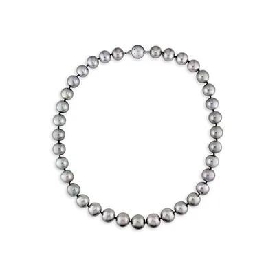 14K White Gold & Graduated Tahitian Pearl Strand Necklace