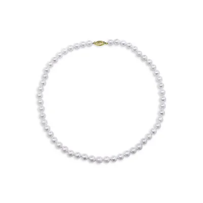 14K Yellow Gold Clasp & 7-7.5MM Cultured Akoya Pearl Strand Necklace