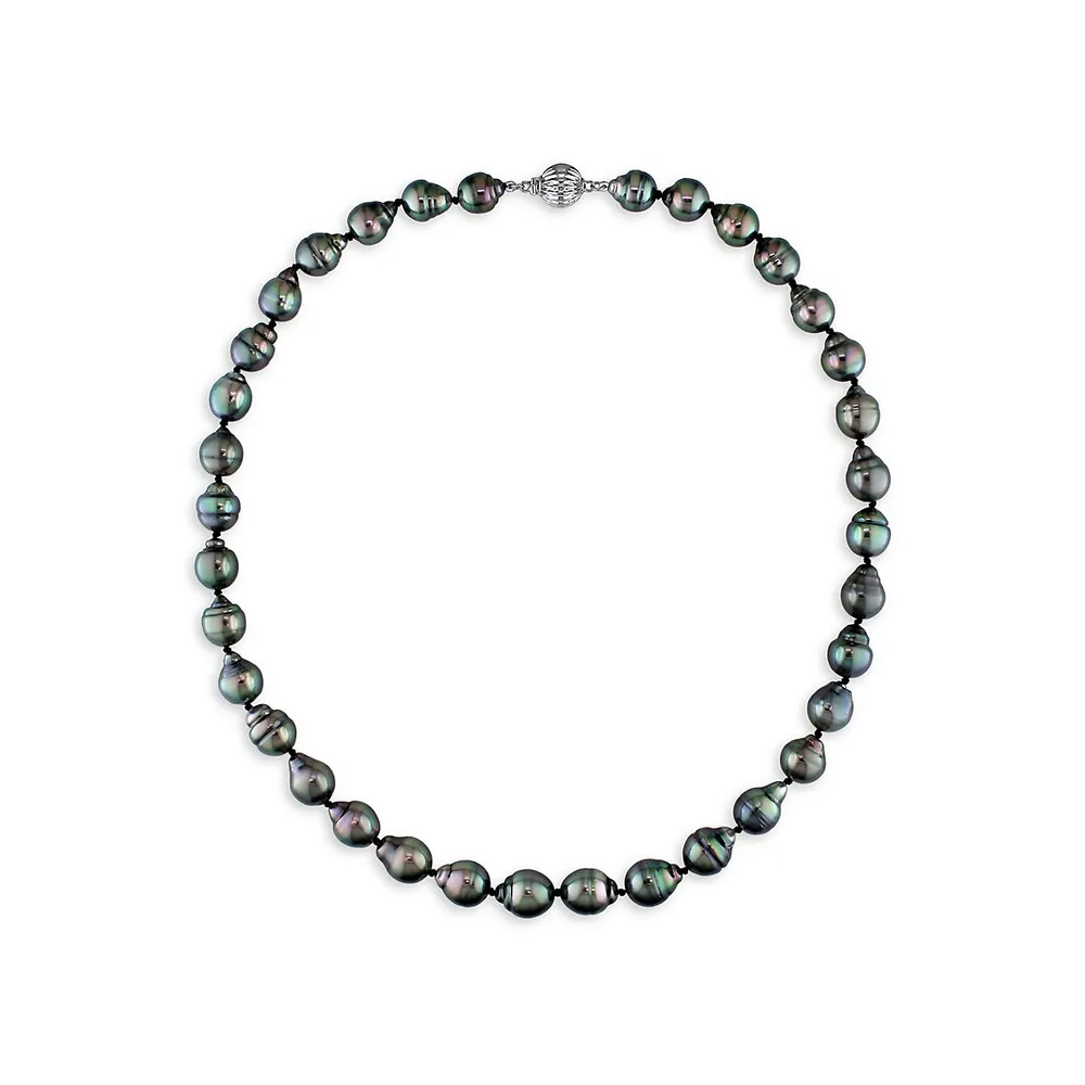 14K White Gold & 8-9.5MM Tahitian Pearl Strand Necklace