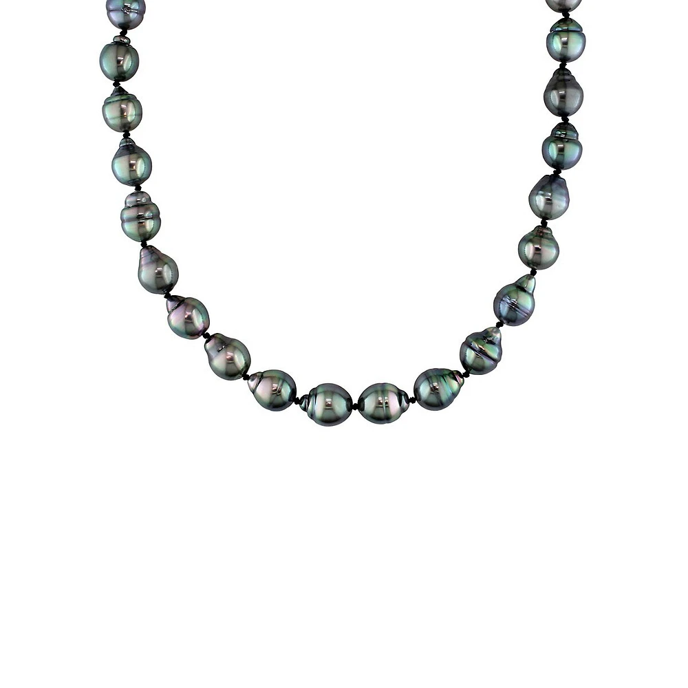 14K White Gold & 8-9.5MM Tahitian Pearl Strand Necklace