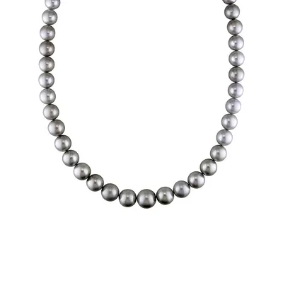 14K White Gold & 9MM-12.5MM Silver Tahitian Cultured Pearl Strand Necklace