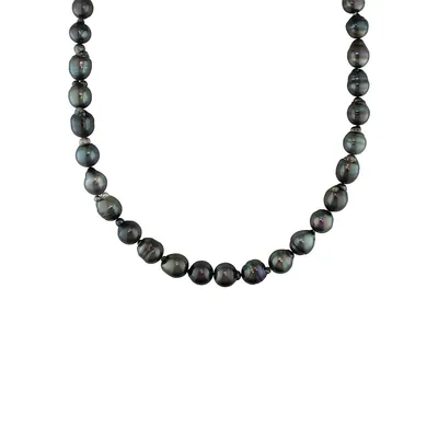 14K White Gold & 9MM-11MM Cultured Tahitian Pearl Strand Necklace - 18-Inch