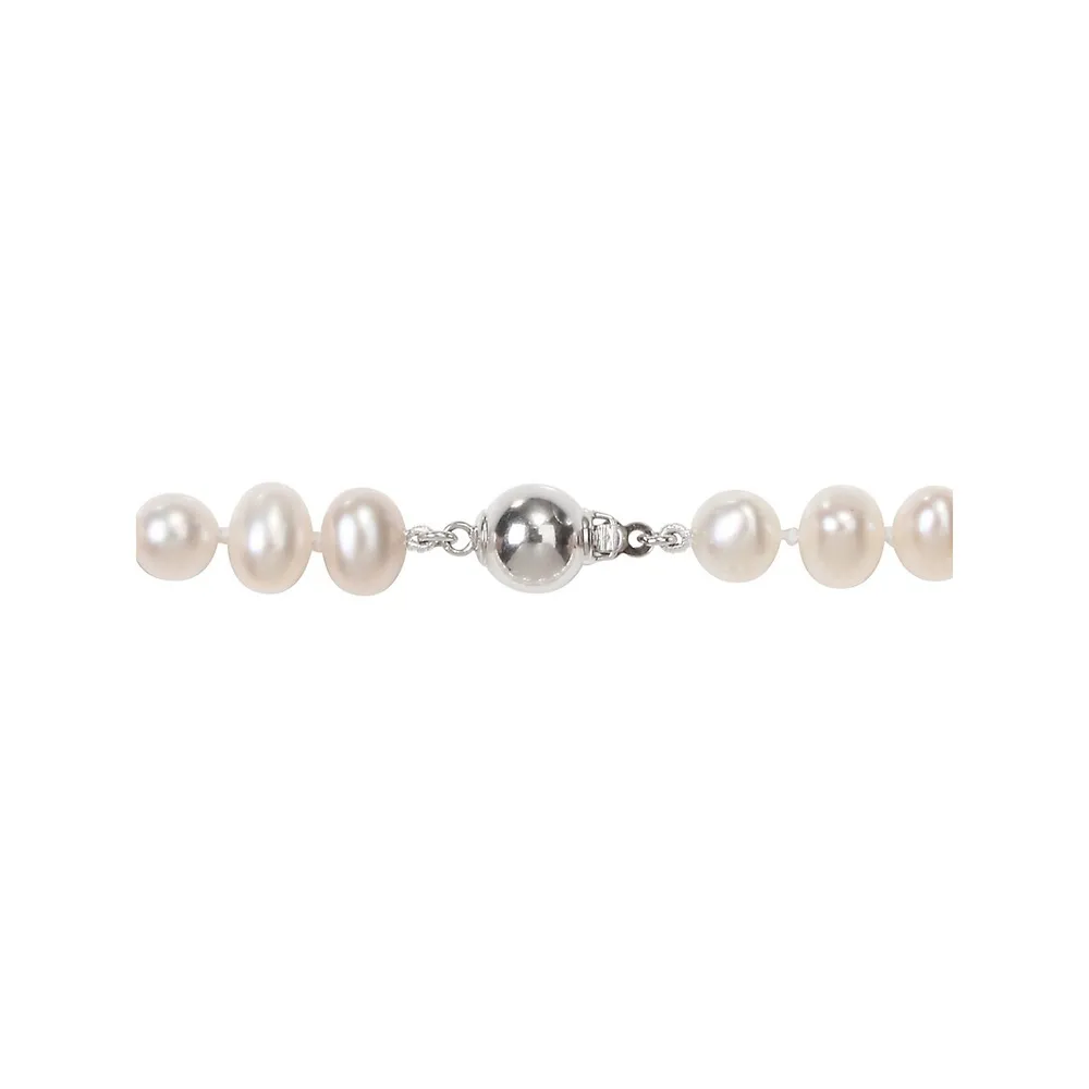 Sterling Silver & 6-7MM Cultured Freshwater Pearl Strand Necklace