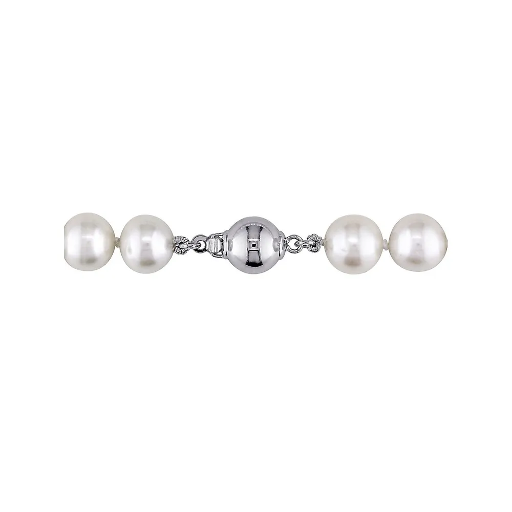 Pearl Strand Necklace in Sterling Silver with Diamonds