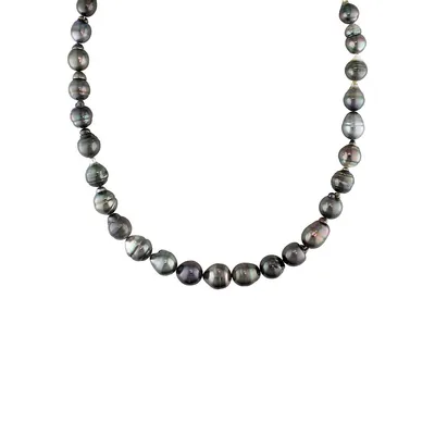 14K White Gold & 8-10MM Tahitian Pearl Strand Necklace