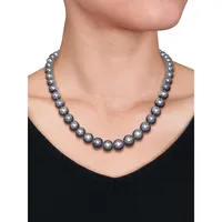 14K White Gold & 8-10MM Platinum Tahitian Pearl Strand Necklace