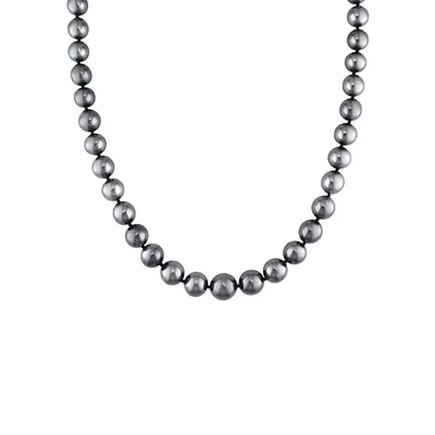 14K White Gold & 8-10MM Platinum Tahitian Pearl Strand Necklace