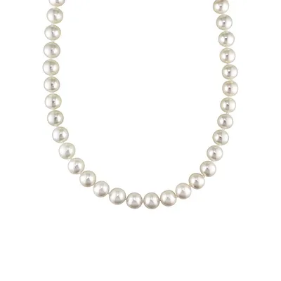 9.5-10MM Cultured Akoya Pearl Strand Necklace With 14K Yellow Gold Ball Clasp