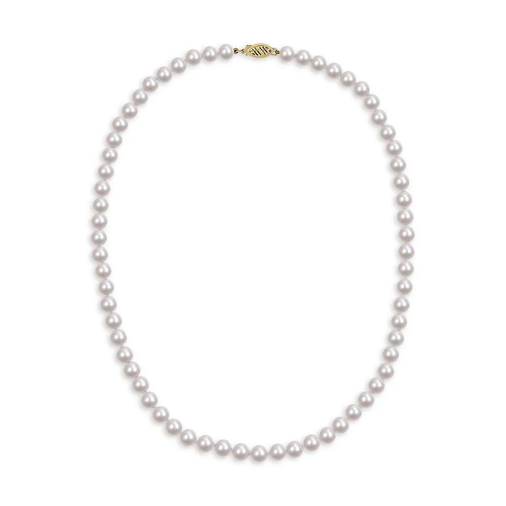 14K Gold Clasp & 6-6.5MM Japanese Akoya Cultured Pearl Necklace