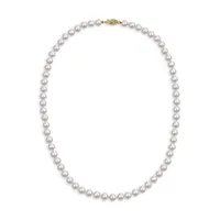 14K Gold Clasp & 6-6.5MM Japanese Akoya Cultured Pearl Necklace